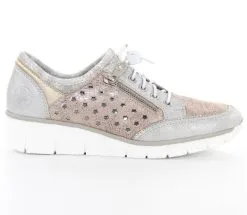 Rieker Promenadskor 537T3-80 Silver/rosa