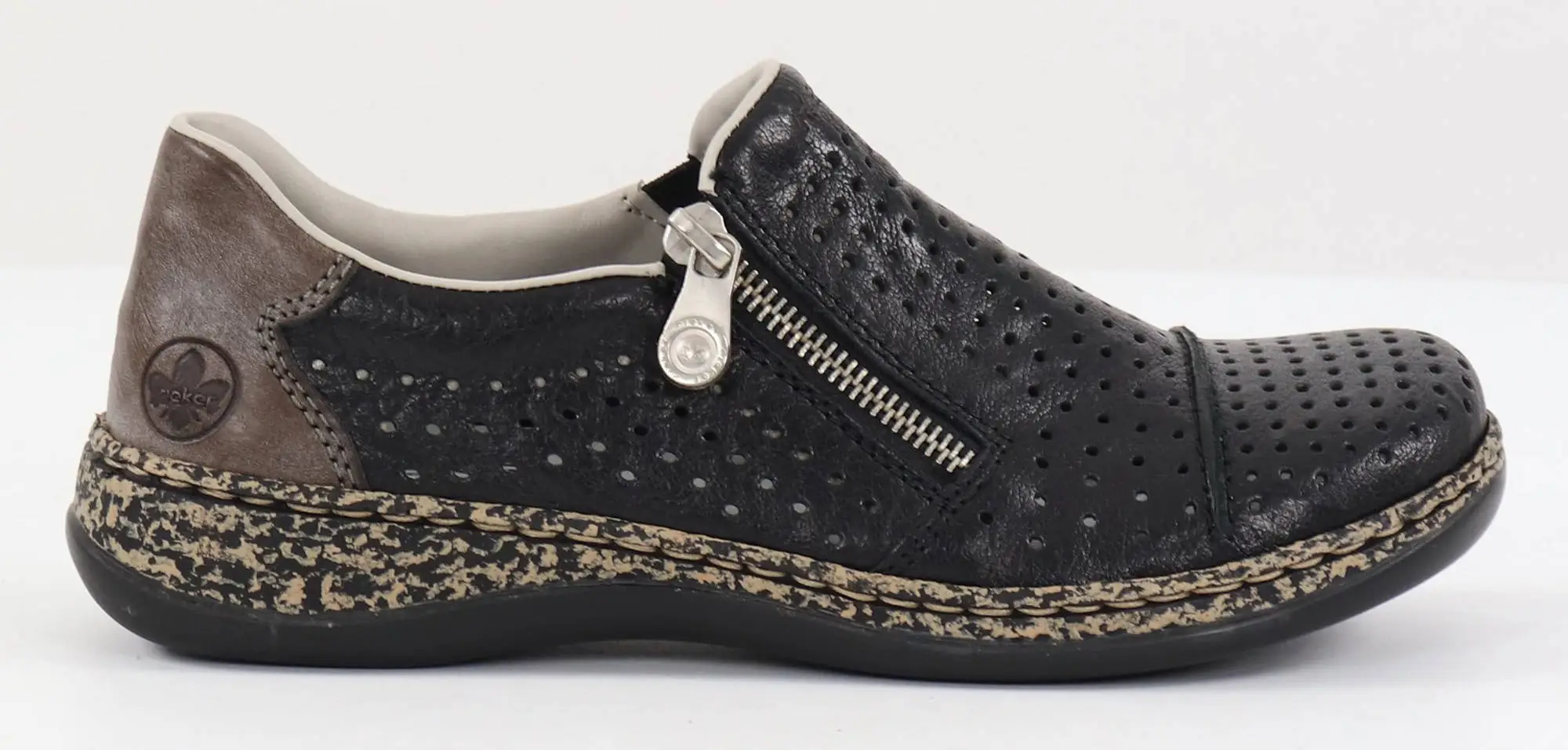 Rieker Dam Promenadskor I Läder 46353-00 Svart 3 Rieker Dam Promenadskor I Läder 46353-00 Svart